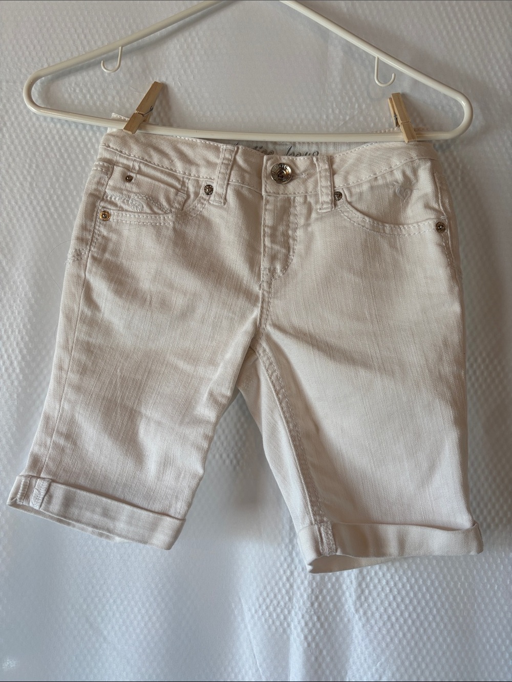 Girl’s Cream Denim Bermuda Shorts